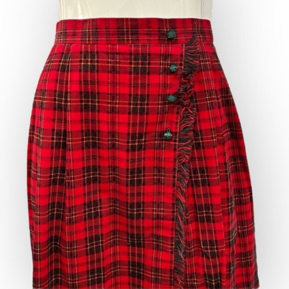 Vintage Susan Bristol Holiday Plaid Midi Kilt Skirt - Picture 5 of 15